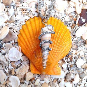 One of a Kind Wire Wrapped Natural Shell Necklace